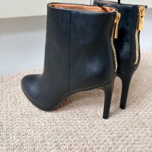 H&M Black Heeled Boots with Gold Zipper